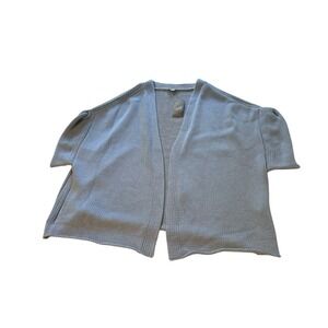 J Jill Open Knit Cardigan Women's XL Short‎ Bunched Sleeves Periwinkle New